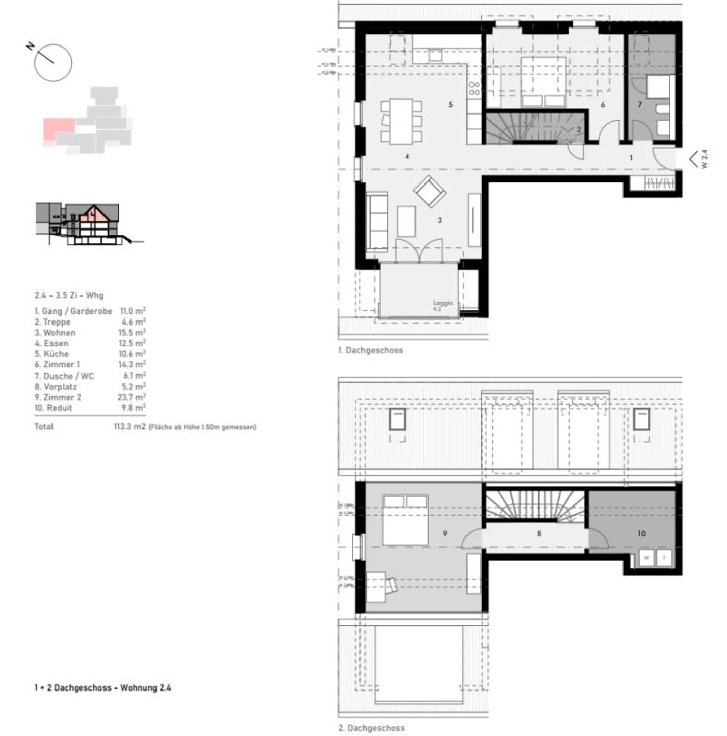 Modern, charming 3.5-room attic apartment with a view of the countryside - Photo 5 of 5