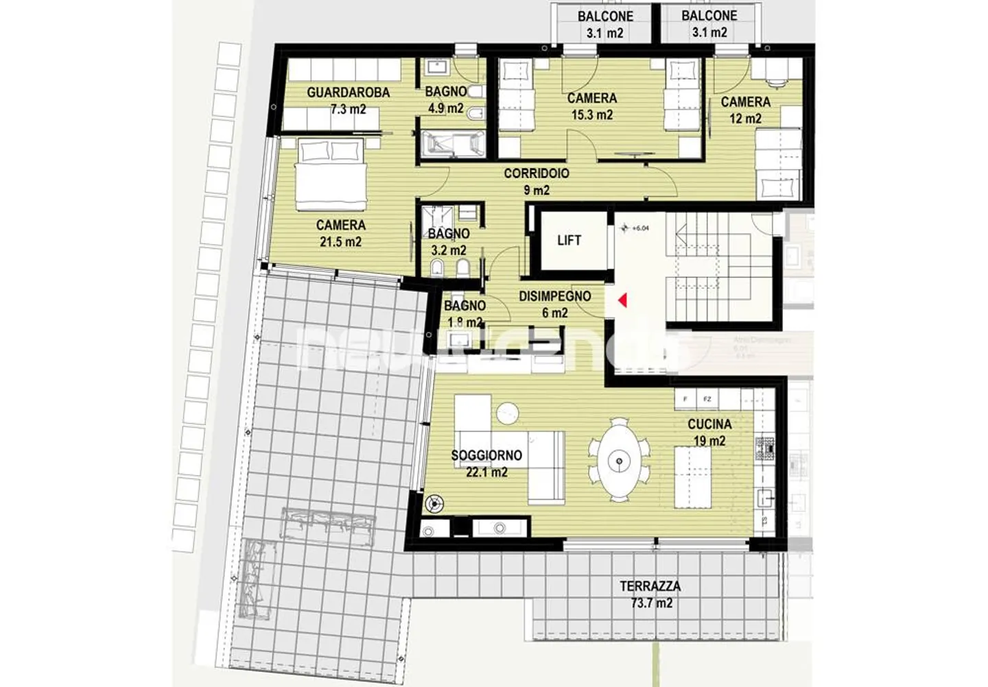 Montagnola Arasio : Appartement en penthouse avec 4,5 pièces, terrasse et vue dégagée. - Photo 12 sur 14
