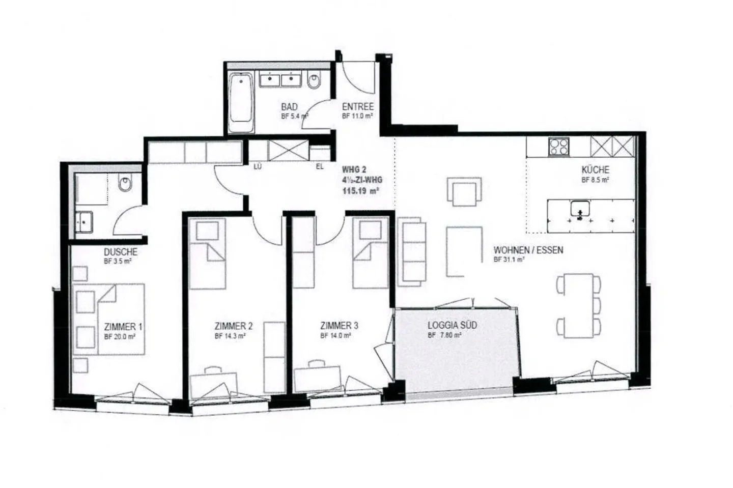 Modernes Apartment am Sihlufer - Foto 10 von 10