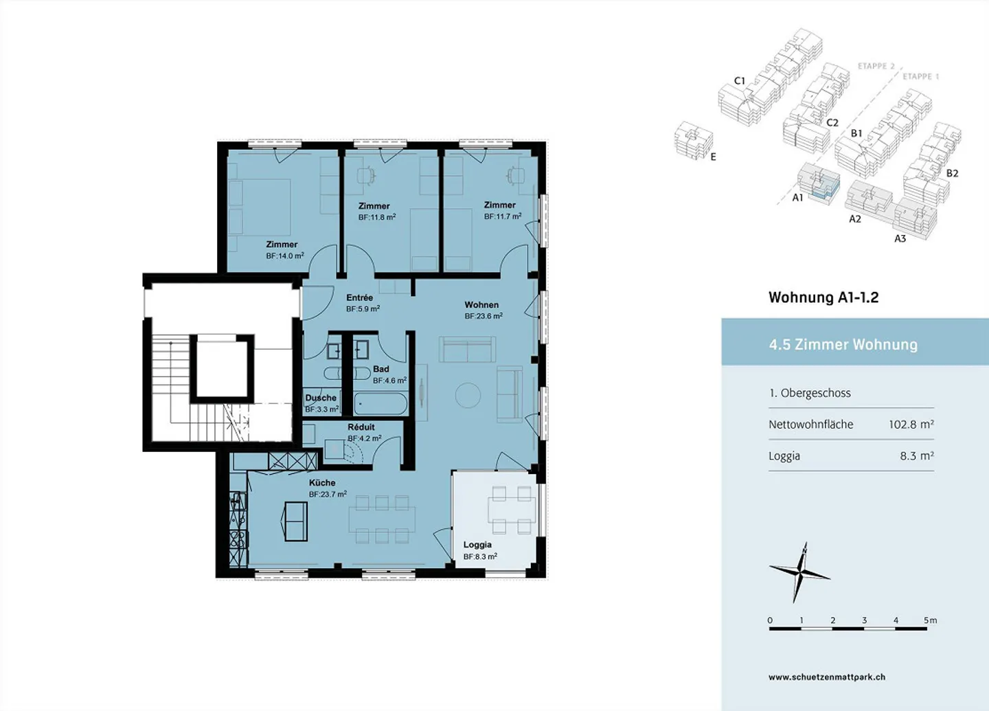 First occupancy! Elegant 4.5 room apartment in a quiet central location - Photo 6 of 7