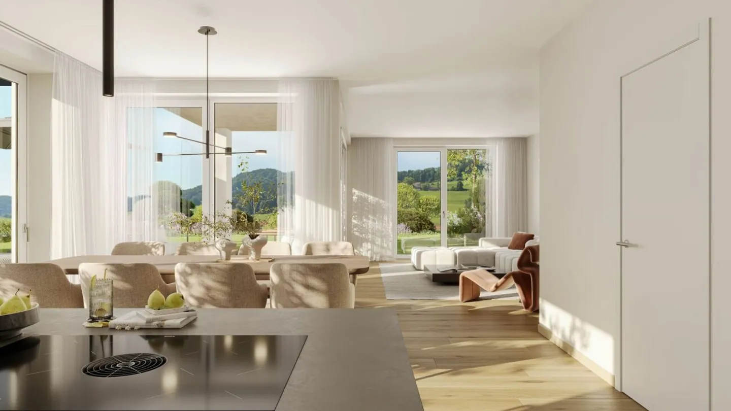 Vista panoramica e idilliaca - Casa familiare doppia moderna a Bichelsee - Foto 1 di 6