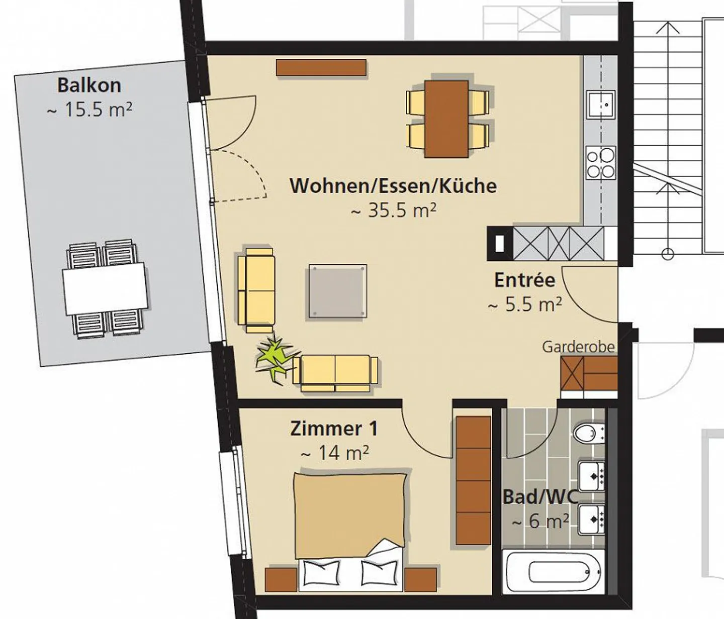 Appartements de 2,5 pièces avec patio généreux - Photo 7 sur 7