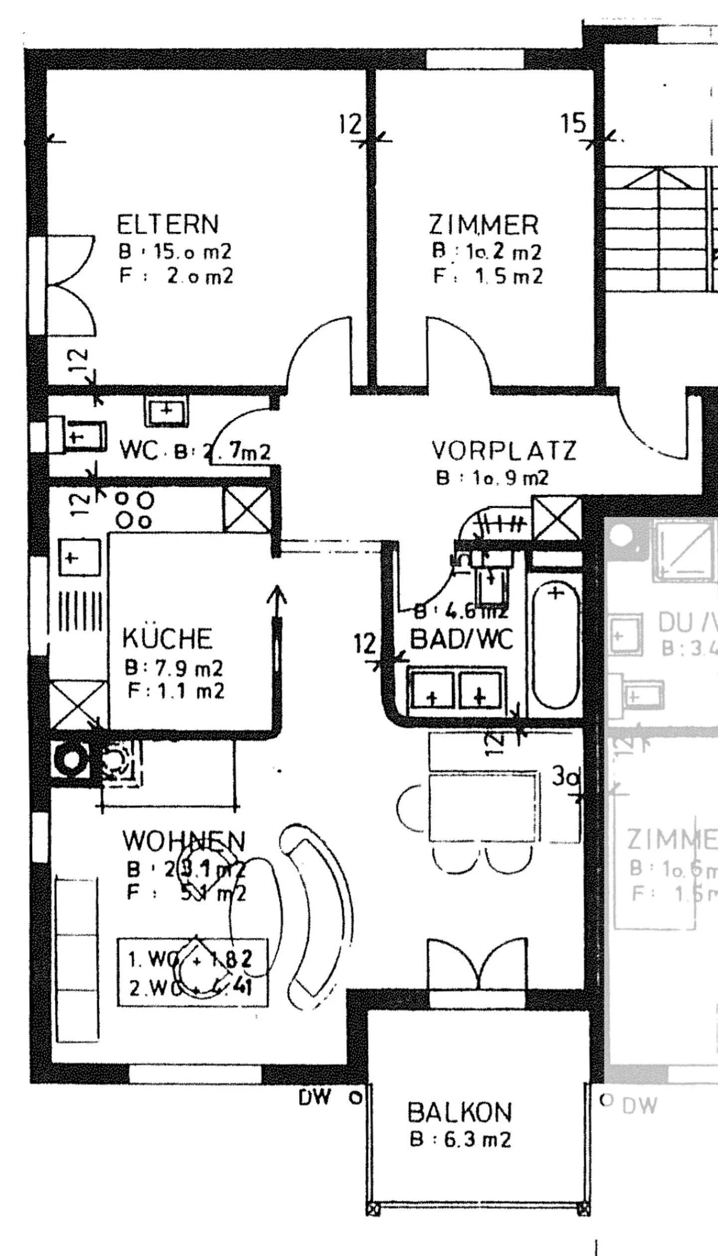 3.5 Zimmer-Wohnung im Grünen - Foto 9 von 10
