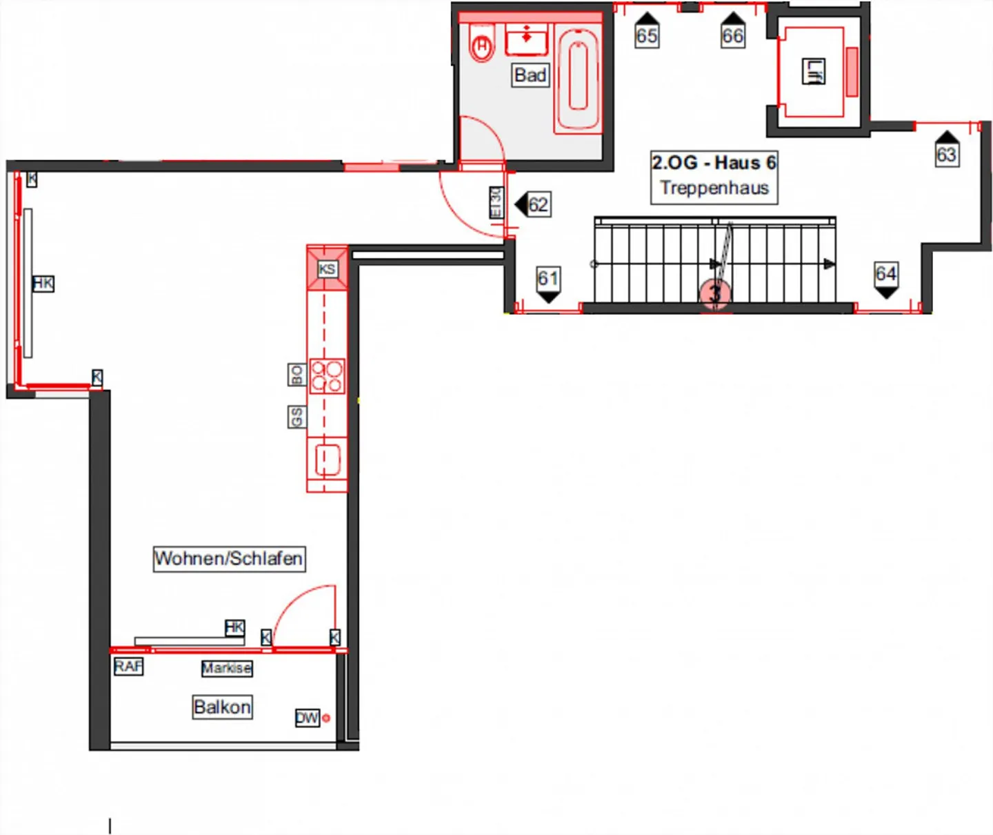 Appartement rénové de 1,5 pièce dans le quartier St. Johann - Photo 5 sur 5