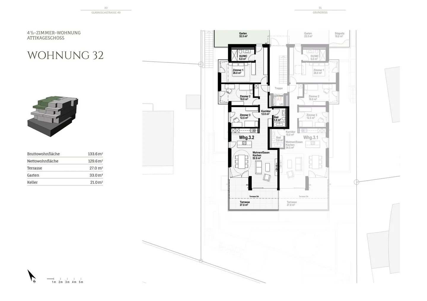 4 1/2-ZIMMER ATTIKAWOHNUNG MIT SEE- UND BERGSICHT, SONNIG, RUHIG, DORFNAH - Foto 4 von 8