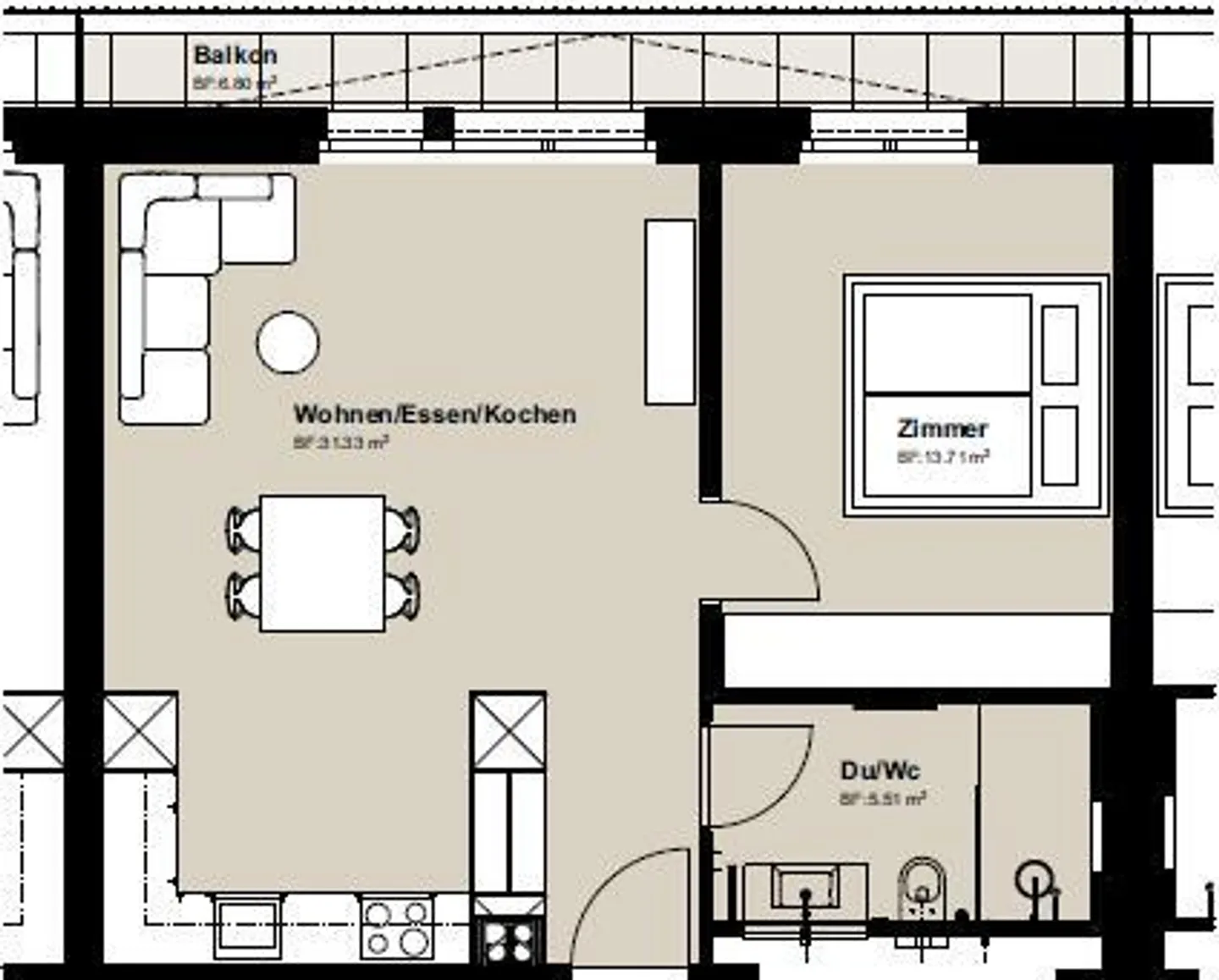 Appartement moderne de 2,5 pièces à Chur West – vivre urbain avec confort - Photo 4 sur 4