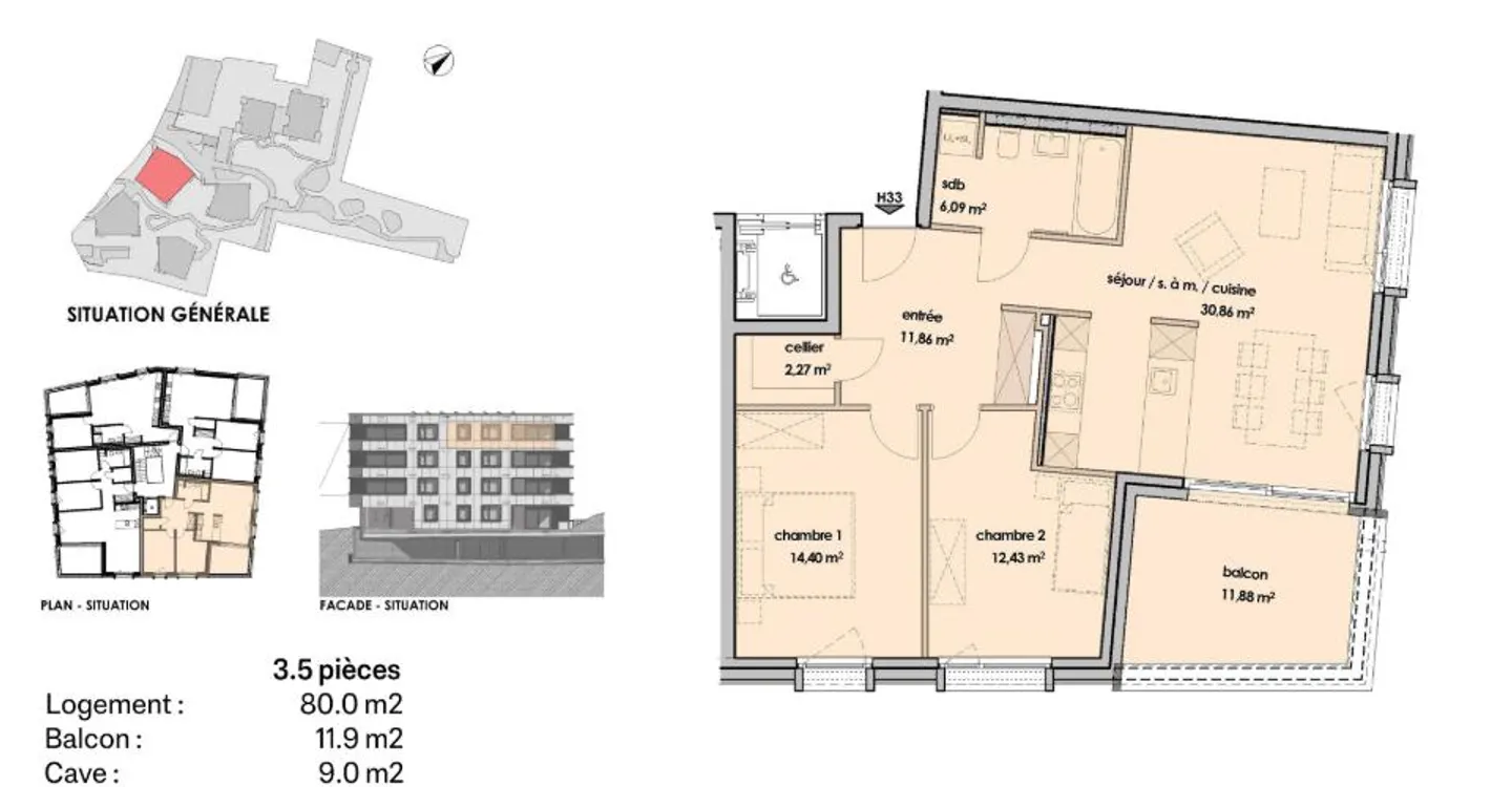 Penthouse mit 3,5 Zimmern im 3. Stock - Foto 5 von 5