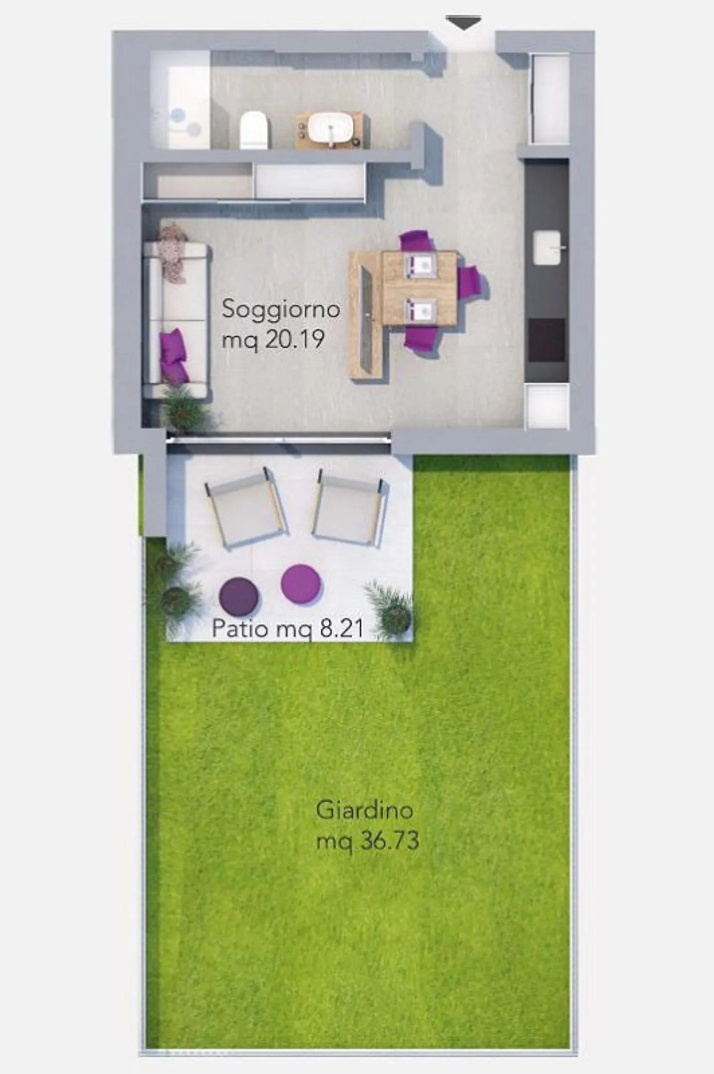 Nuovo appartamento-studio con giardino - Foto 9 di 11