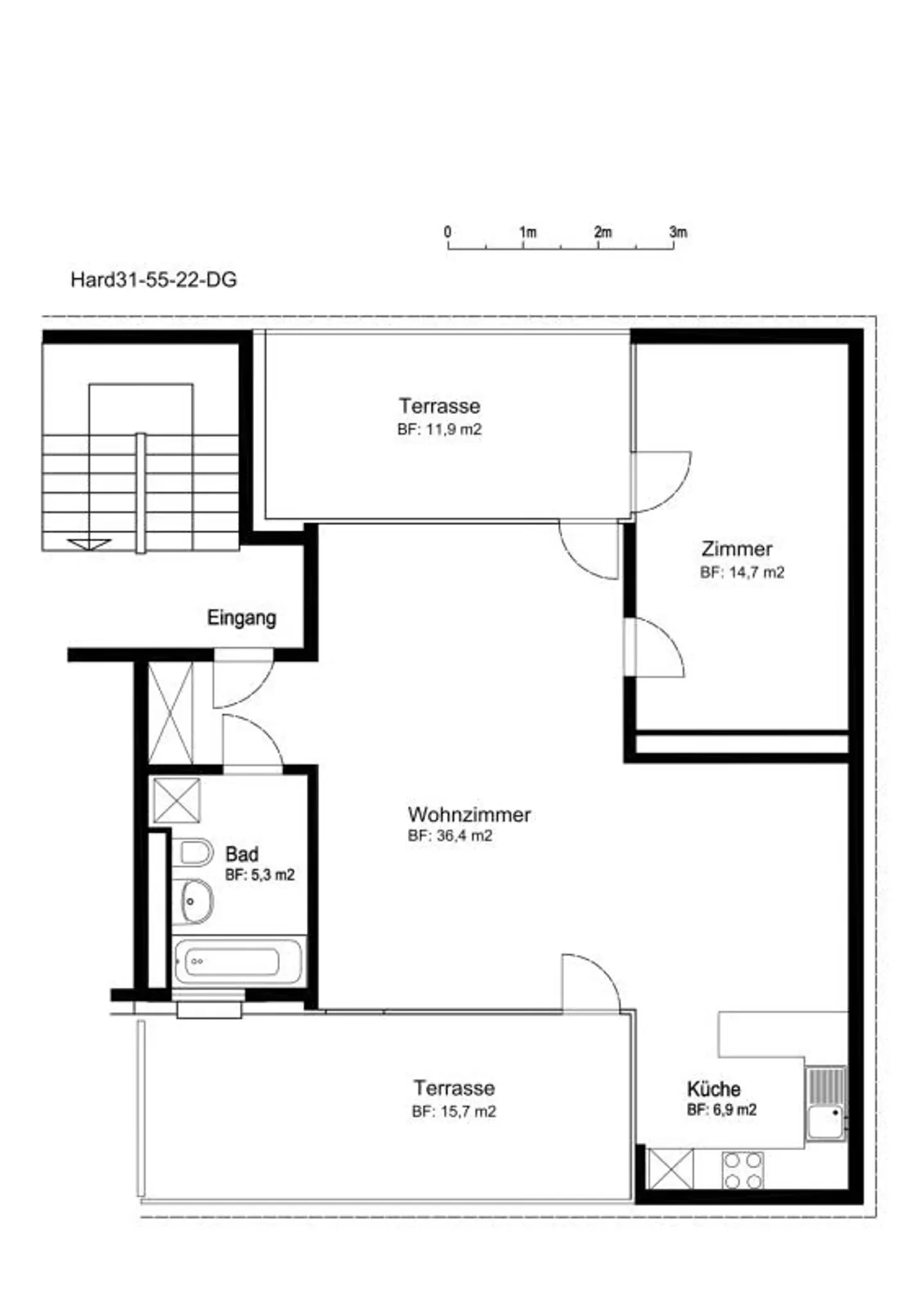 2.5-room apartment in the attic with two spacious terraces - Photo 2 of 8