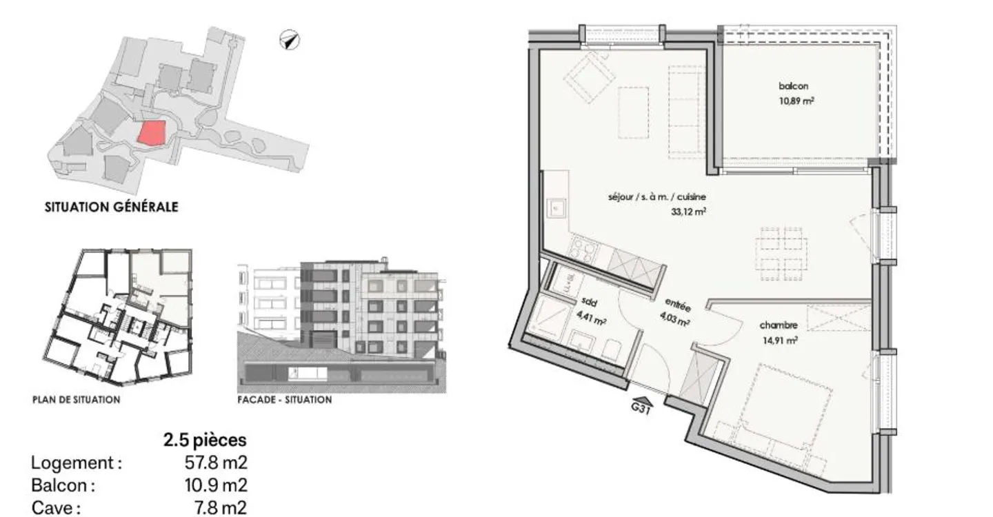 Penthouse mit 2,5 Zimmern im 3. Stock - Foto 6 von 6