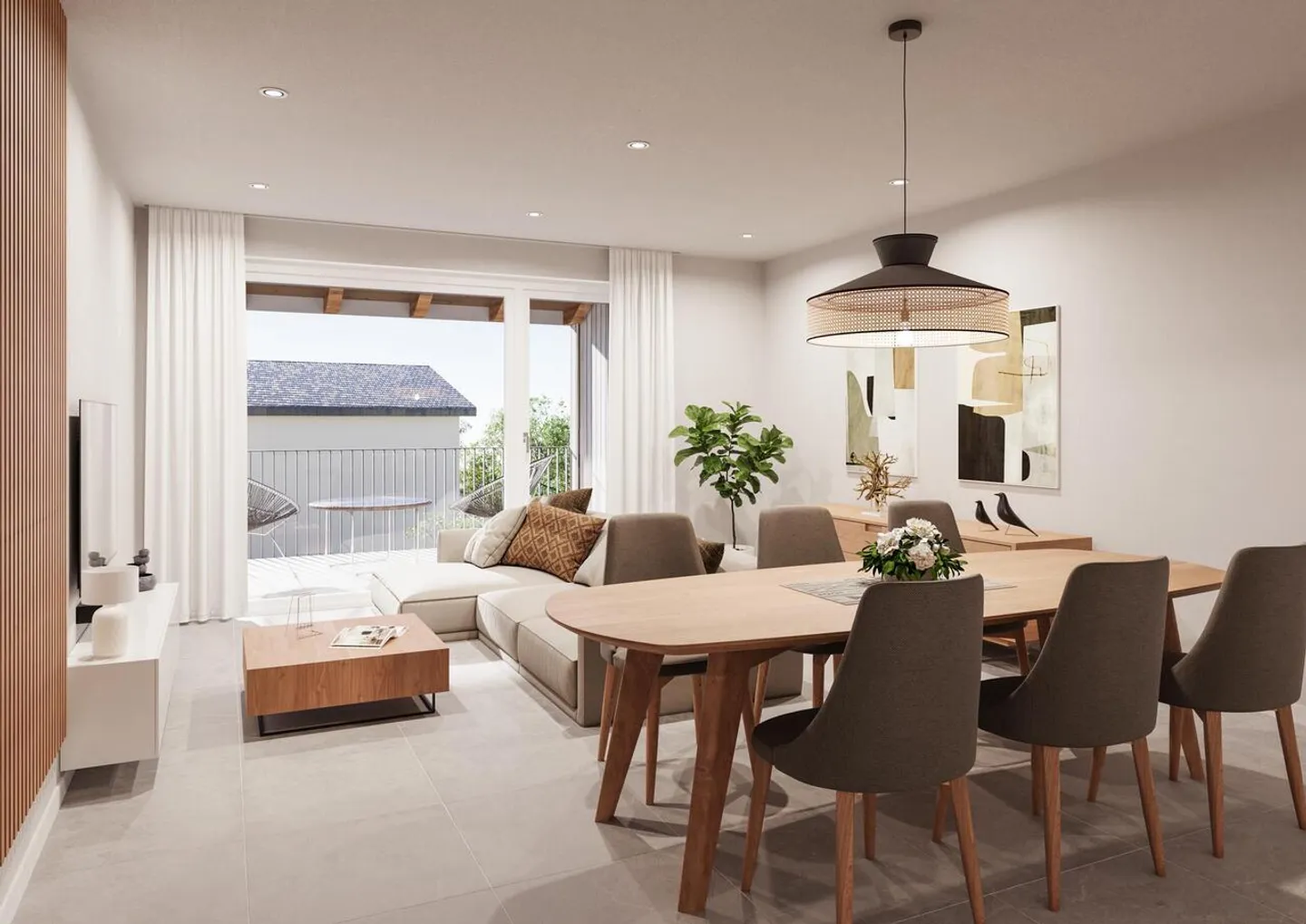 Zu vermieten in Duillier - Neue 2,5-Zimmer-Wohnung mit großem überdachten Balkon - Foto 1 von 3