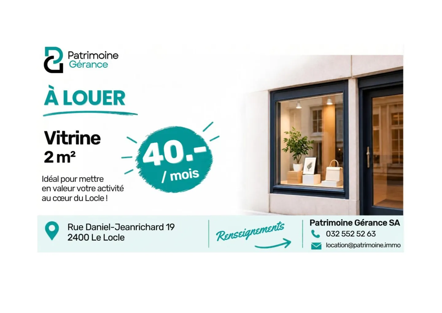 VETRINA IN AFFITTO NEL CENTRO DI LOCLE - CHF 40.-/MESE! - Foto 1 di 1