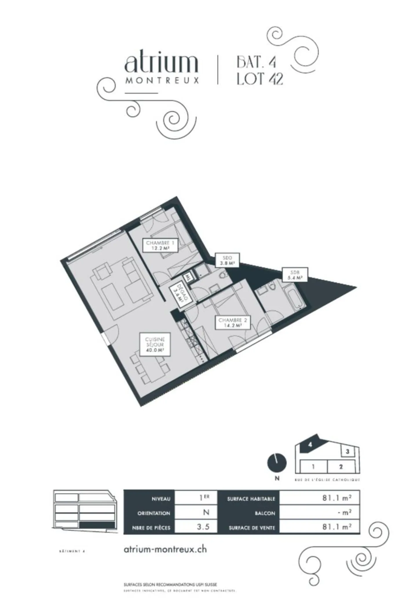 TRES GRAND 3.5 PCES NEUF DE 81 m2 - Foto 4 di 7