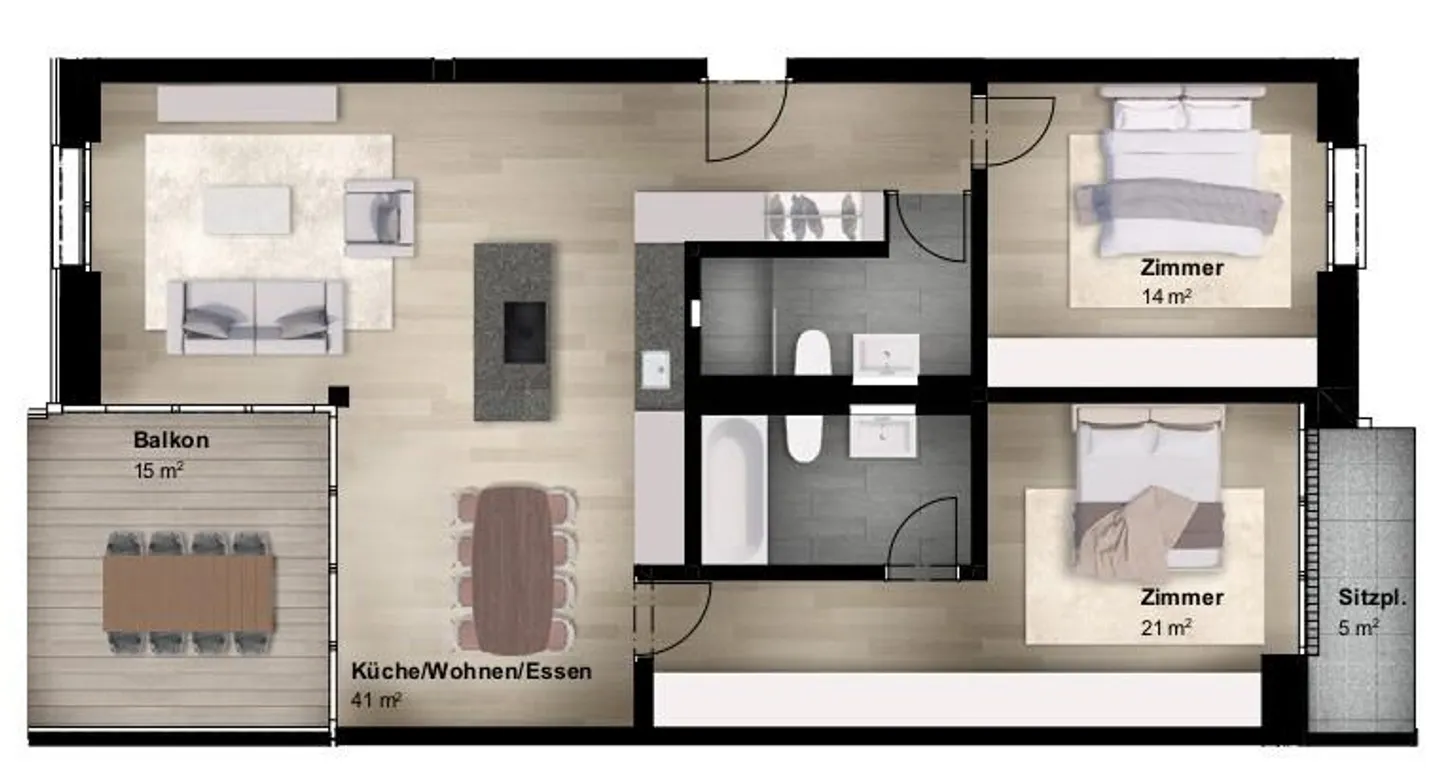 Appartement moderne de 3,5 pièces à Gerbi Zizers - Photo 6 sur 6