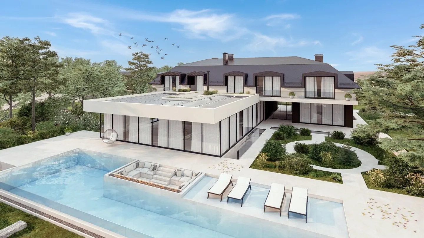 Projekt einer luxuriösen zeitgenössischen Villa am Wasser, Rolle - Foto 1 von 4