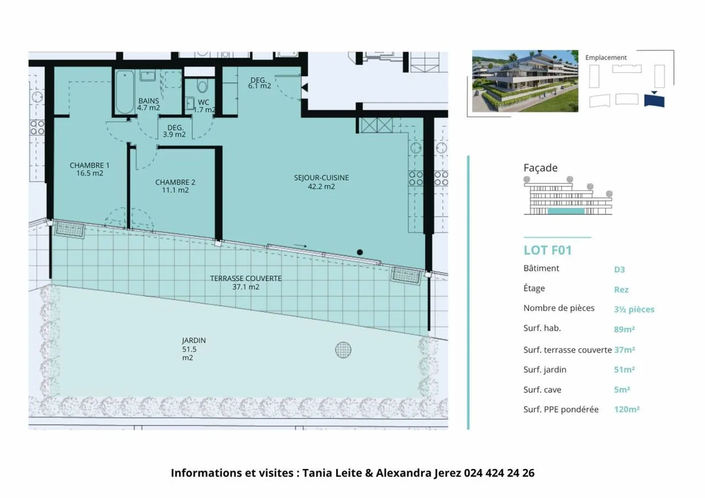 3.5 rooms of 120m2 with terraces of 37m2 and private garden of 51m2 - Photo 13 of 13