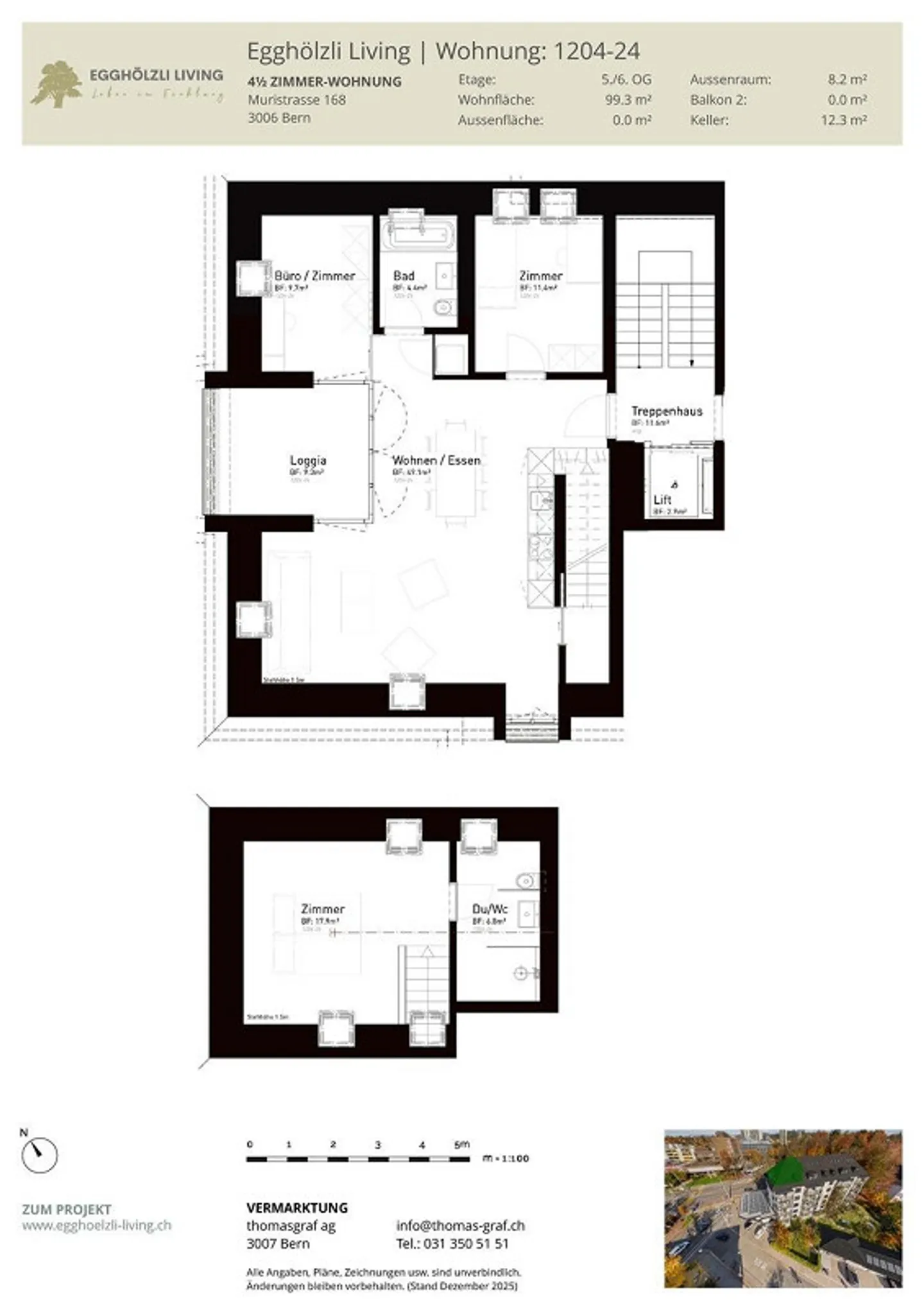 Nouvel appartement en attique de 4,5 pièces avec loggia à 3006 Berne - Photo 6 sur 7