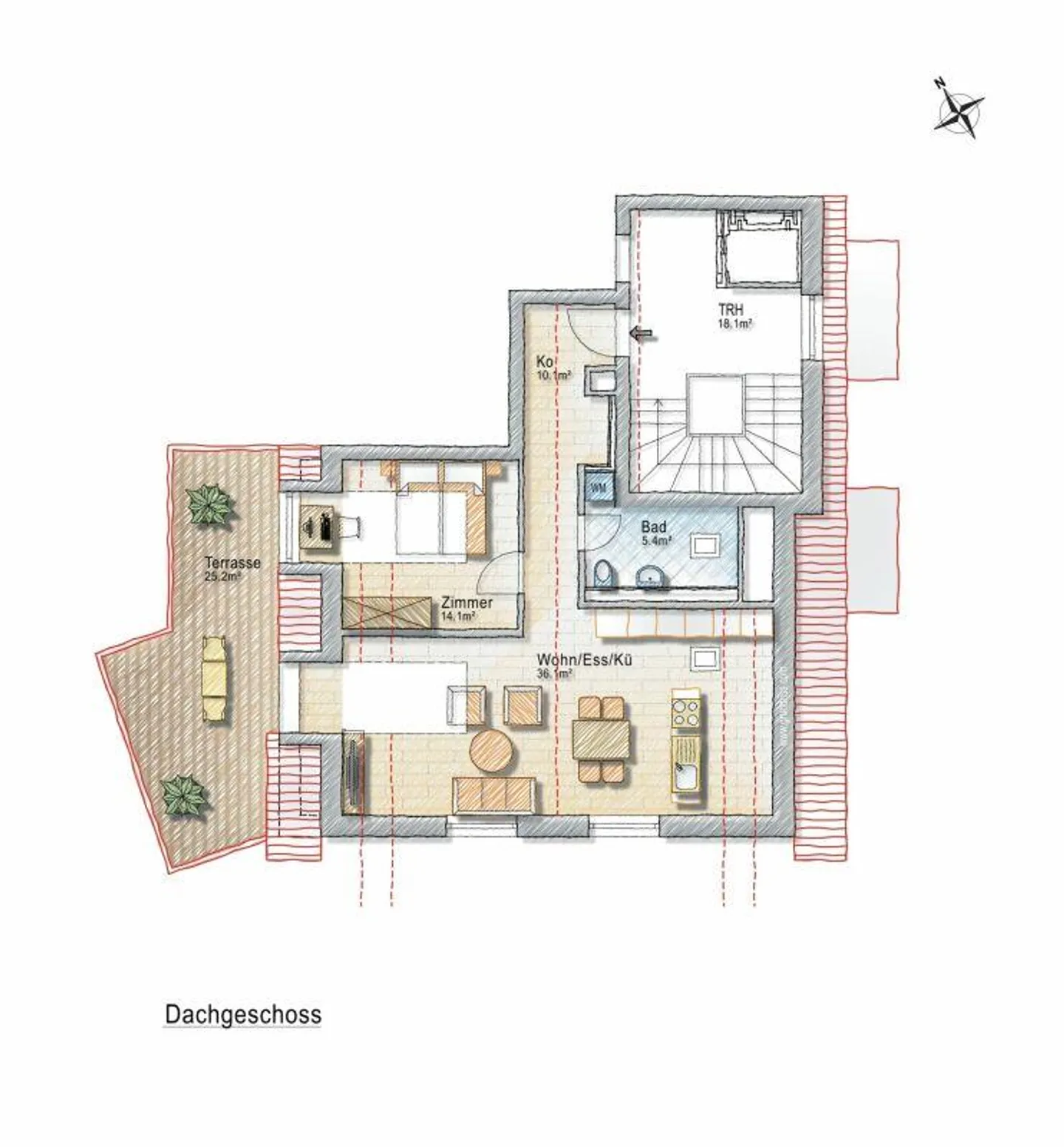 Charmantes Penthouse mit Terrasse - Foto 8 von 9