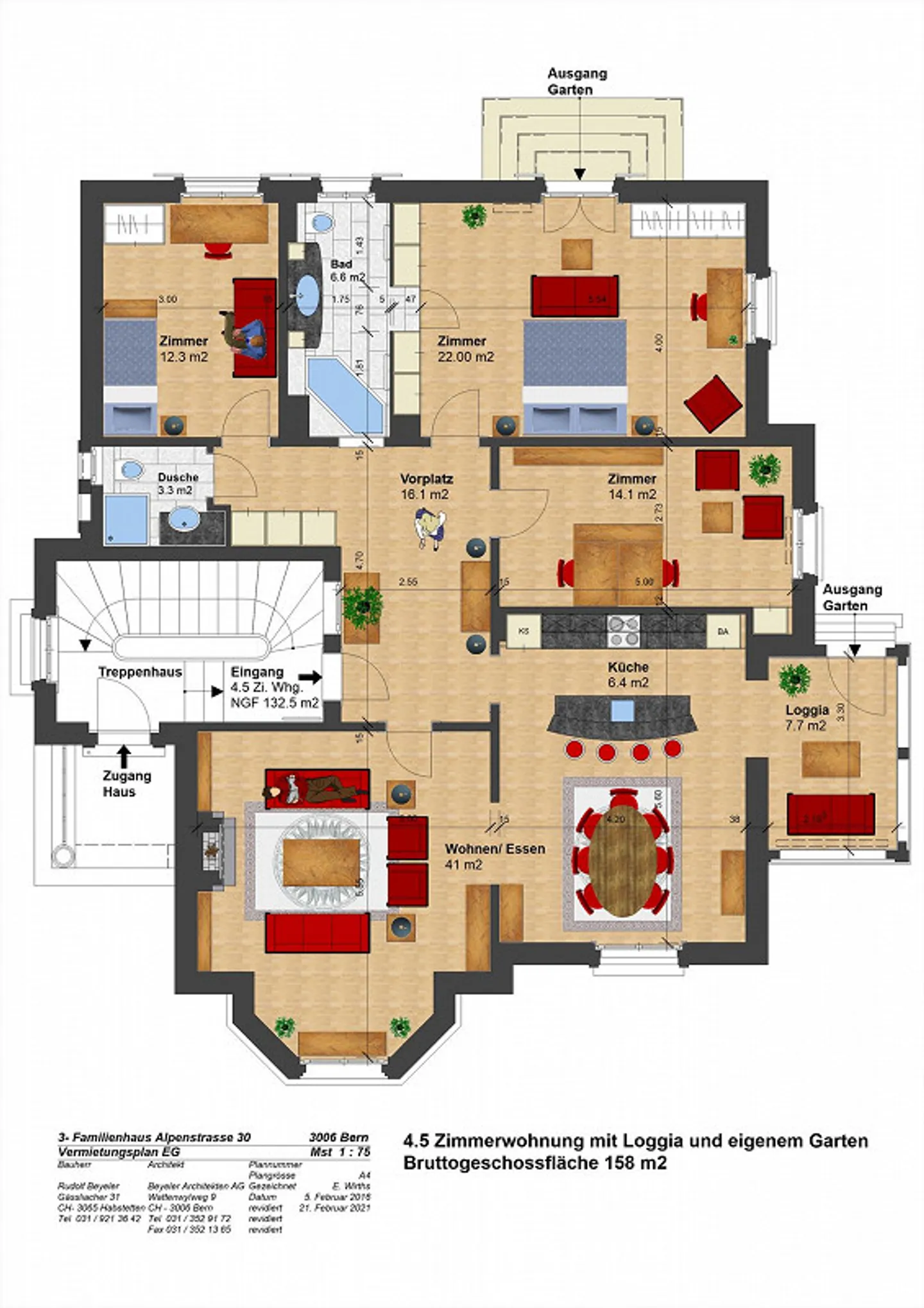 Kirchenfeld, appartement stylé de 4,5 pièces avec part de jardin - Photo 14 sur 15