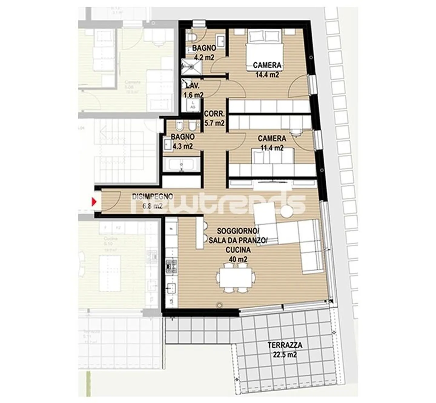 Montagnola – Arasio: penthouse with 3.5 rooms, terrace and open view. - Photo 17 of 19