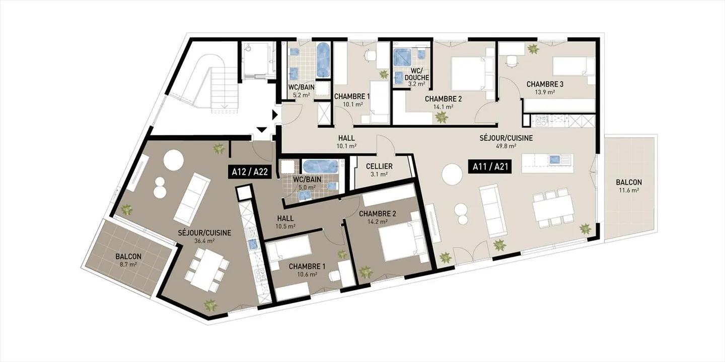 Magnificent 3.5-room apartment with balcony in Attalens (Lot A22) - Photo 5 of 14