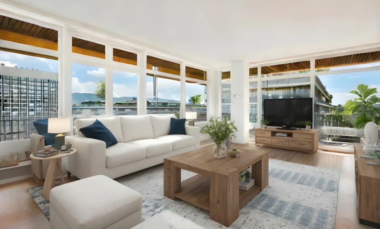 Außergewöhnliche Eckwohnung mit Panoramablick auf den See und den Mont-Blanc - Foto 3 von 14