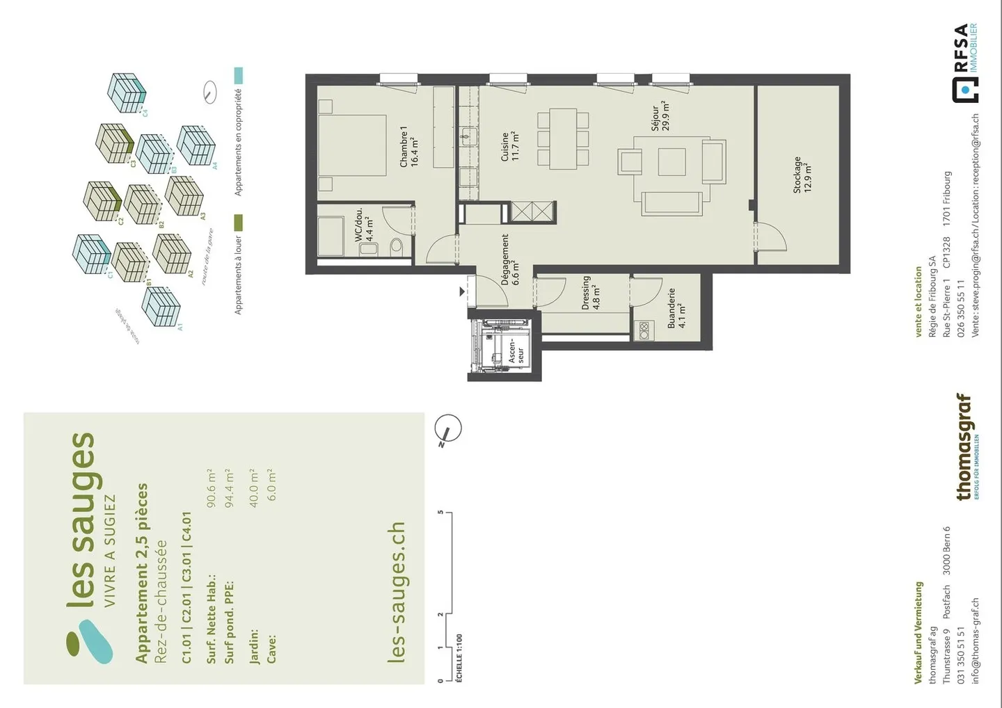 MAGNIFICENT 2½ ROOM APARTMENT on the ground floor of 90m2 - Photo 1 of 2