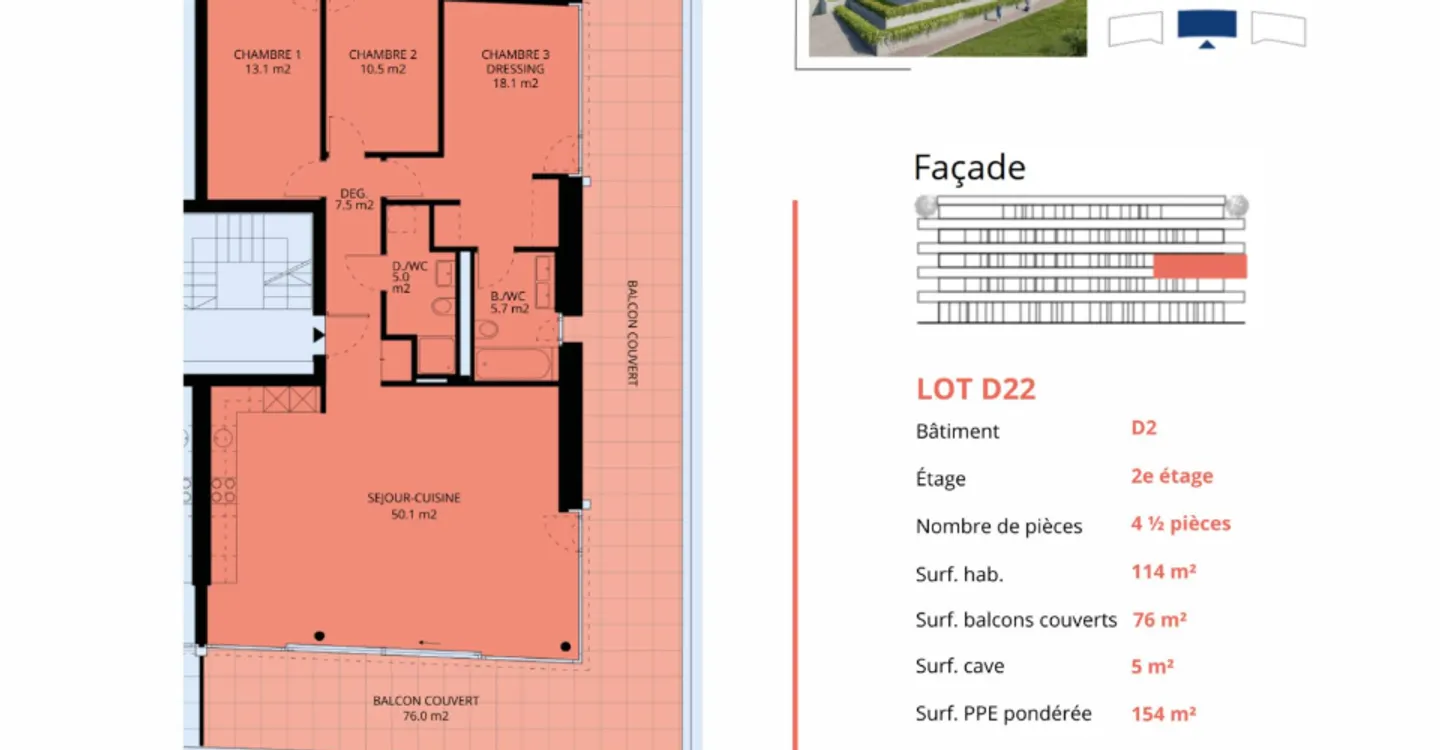 Luxuriöse 4,5-Zimmer-Wohnung mit überdachtem Balkon - Foto 13 von 13