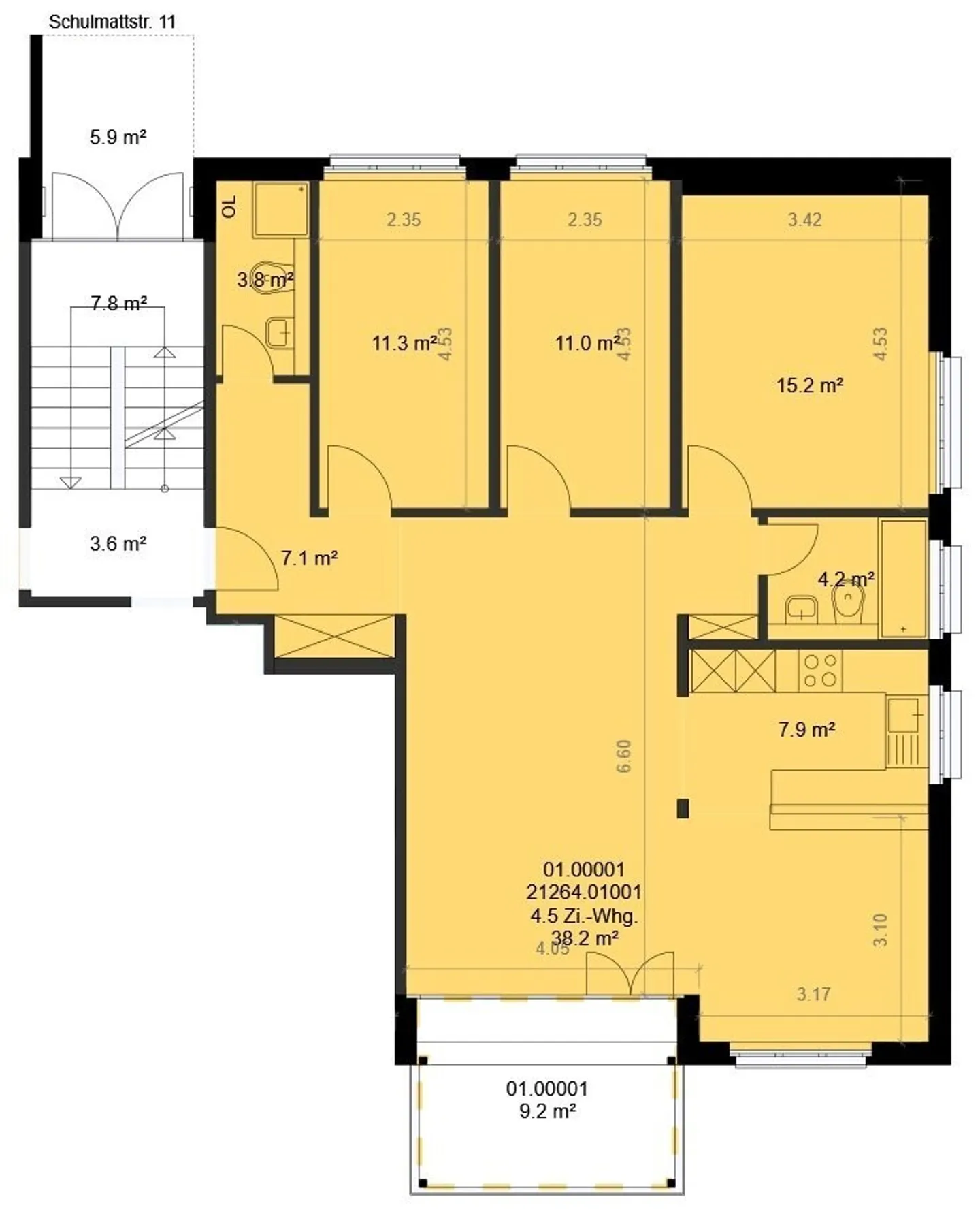 Appartement moderne de 4,5 pièces de 95 m² au 2ème étage avec grand balcon - Photo 9 sur 9