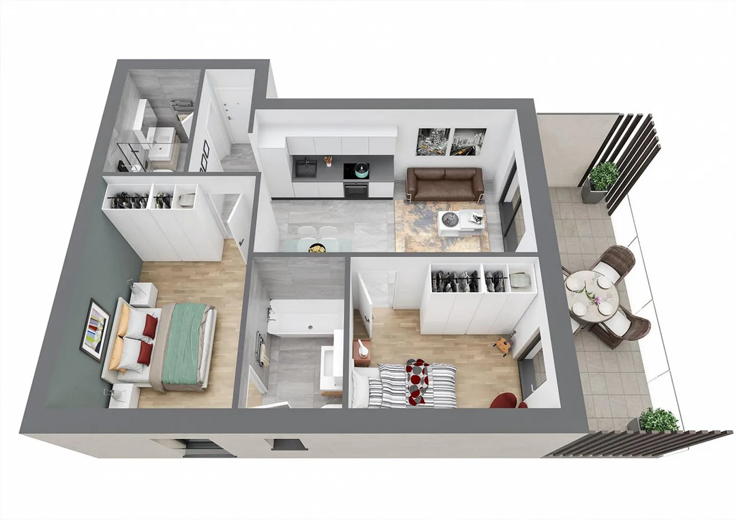 Appartement moderne de 3,5 pièces au dernier étage avec terrasse sur le toit à Vacallo - Photo 3 sur 7