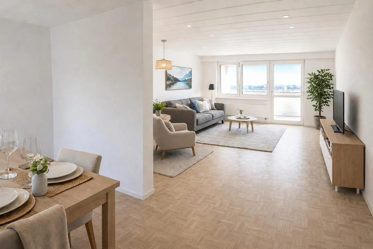 Grosszügige, sanierte 3.5-Zi Wohnung mit Aussicht - Photo 2 sur 9