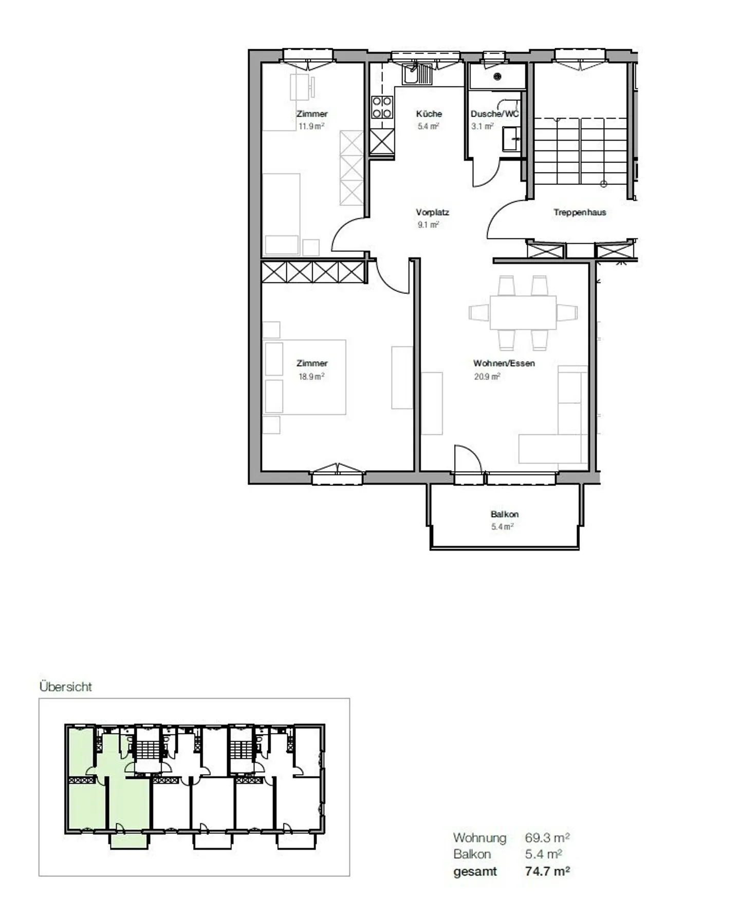 Appartamento 3.5 locali appena ristrutturato in posizione centrale a Zollikofen - Foto 11 di 11