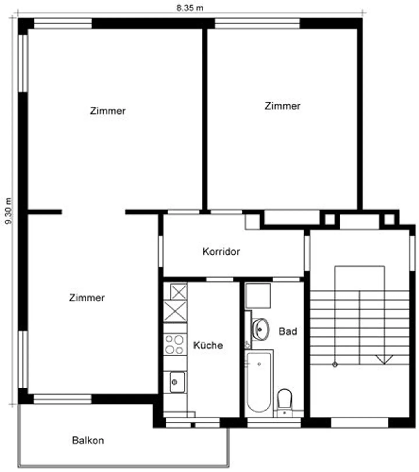 Appartement 3 pièces à louer dans le quartier 7 - Photo 2 sur 9