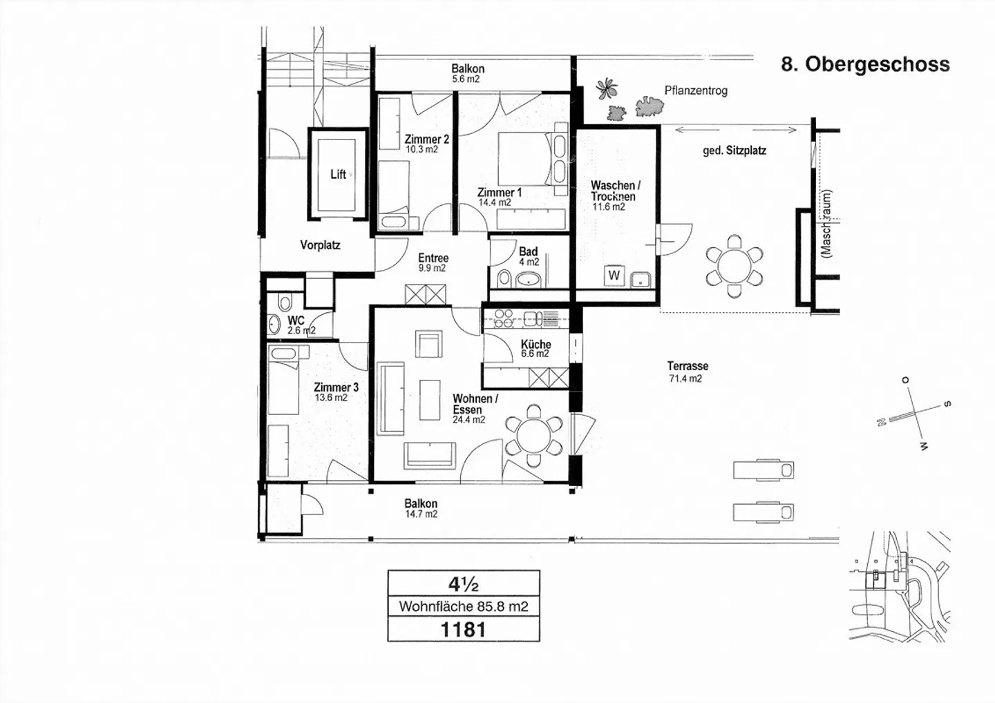 Penthouse avec grande terrasse sur le toit – 4.5 pièces au-dessus des toits d'Aarau - Photo 15 sur 15