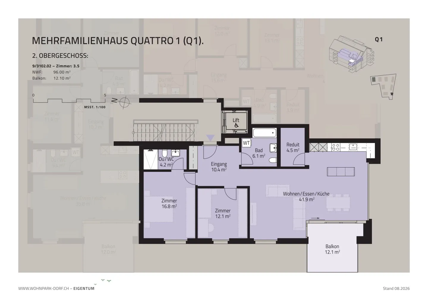 PARCO RESIDENZIALE VILLAGGIO - INIZIO VENDITE 2° FASE - Appartamento 3,5 locali al 2° piano - Foto 7 di 10