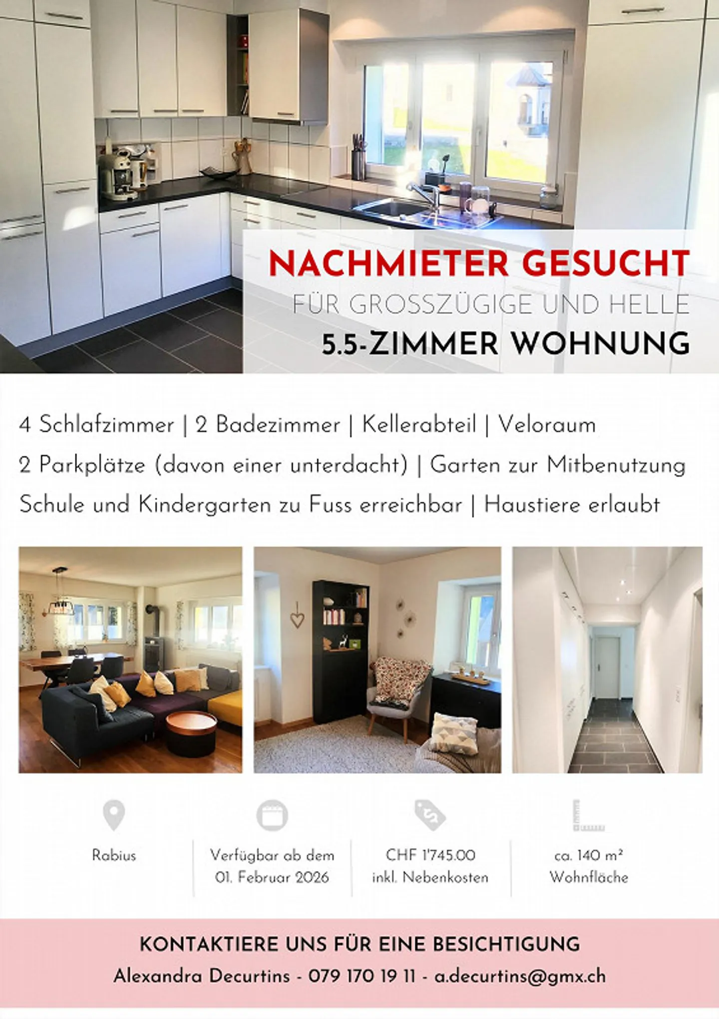 Appartement spacieux de 5,5 pièces avec jardin et vue sur la montagne à Rabius - Photo 7 sur 7