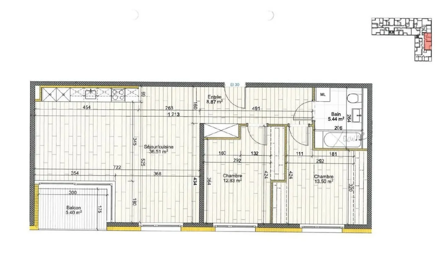 Appartement 3,5 pièces pour 1610.- CHF/mois incluant les charges - Photo 2 sur 6