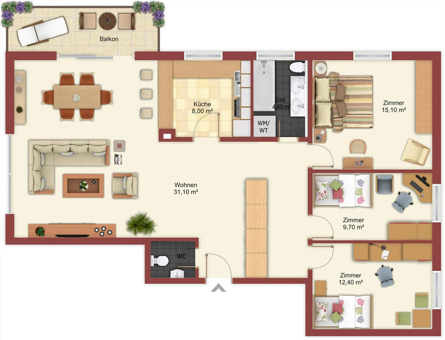 gemütliche 4½-Zimmer-Wohnung mit Cheminée - Foto 4 von 4