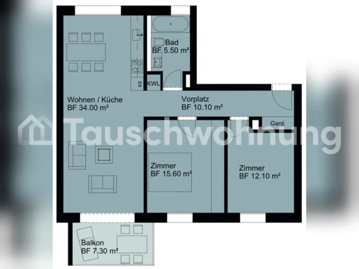 « Schöne 3.5 Zimmer Wohnung mit Balkon zum tausch» - Photo 9 sur 9