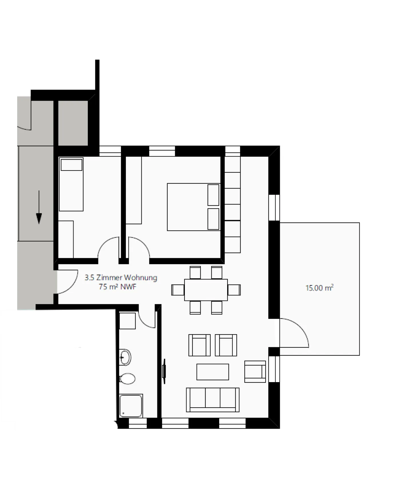 Appartement 3.5 pièces avec grande terrasse - Photo 8 sur 8