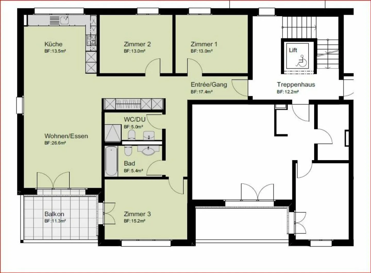 Appartement spacieux de 4,5 pièces au 1er étage avec balcon - Photo 6 sur 6