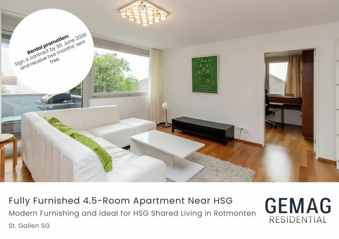 Voll möblierte 4,5-Zimmer-Wohnung in der Nähe der HSG - Ideal für gemeinsames Wohnen - Foto 1 von 13