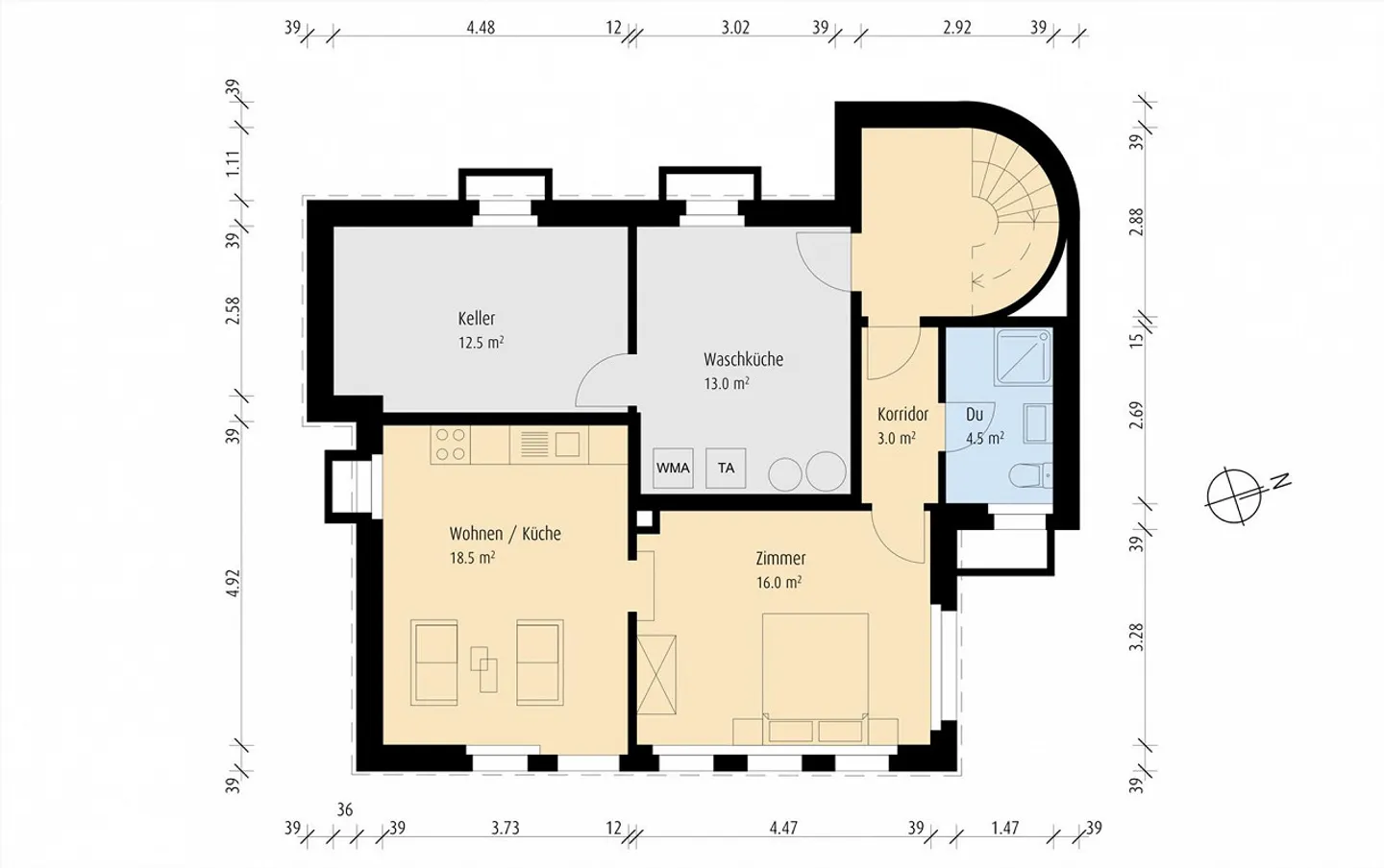 ImmoWyss - Appartement rénové de 2 pièces au rez-de-chaussée avec patio de jardin - Photo 6 sur 6