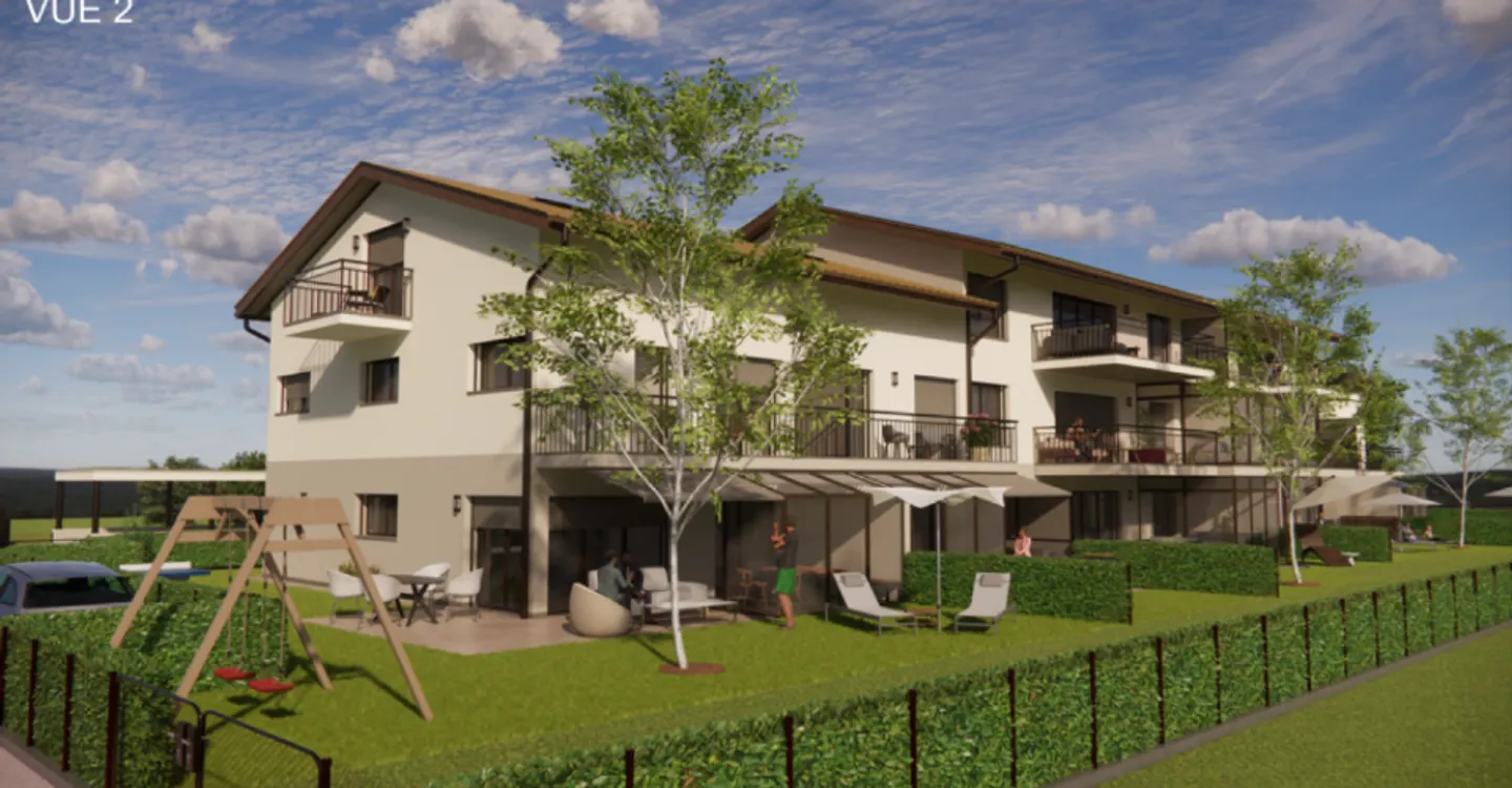 Promotion Residence du Moulin, Bernex - Lichtdurchflutetes Reihenhaus A02 mit großzügigem Wohnraum in einer ruhigen und ländlichen Umgebung. - Foto 1 von 6