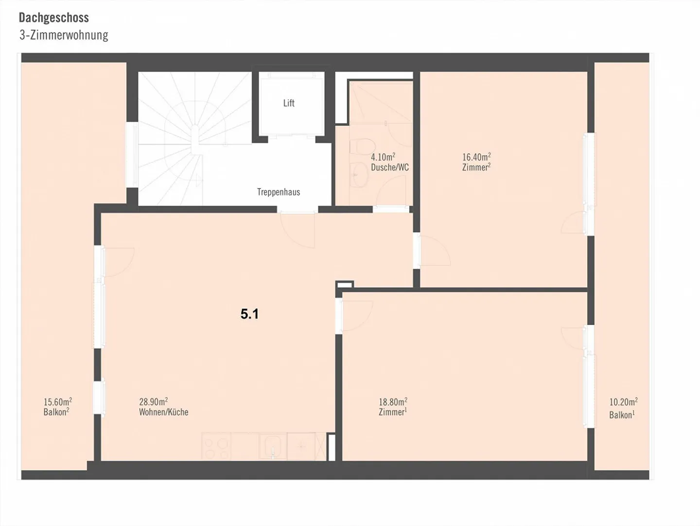 Modern 3-room penthouse with two roof terraces in a central location... - Photo 9 of 9