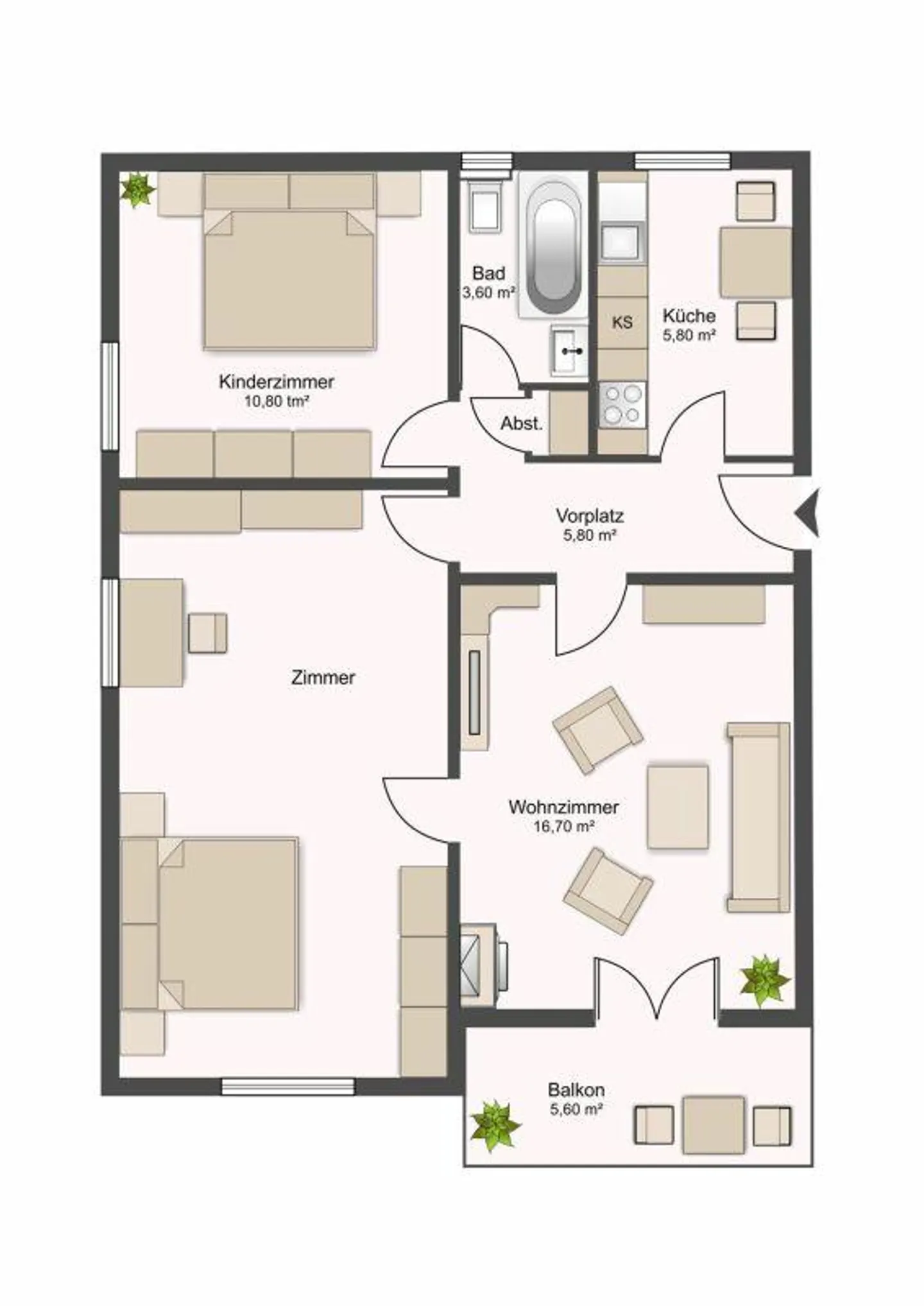 Appartement confortable de 3,5 pièces près du centre - Photo 12 sur 12