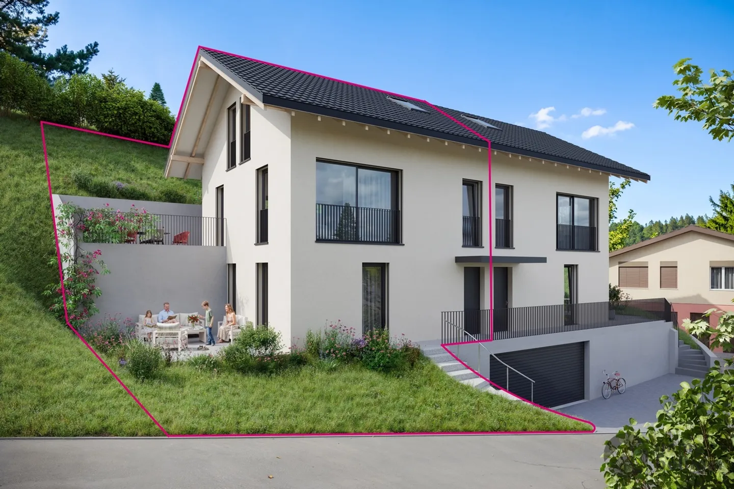 Maison jumelée de 4,5 pièces avec aménagement individuel - Photo 1 sur 14