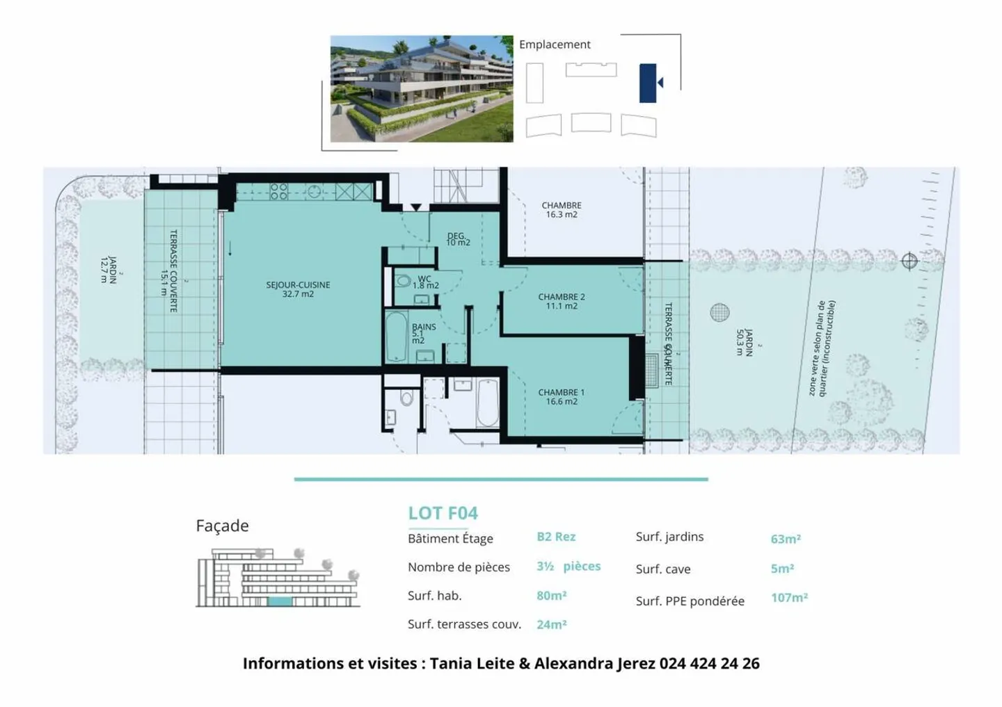 New promotion: 3.5-room apartment with terraces and gardens - Photo 13 of 13