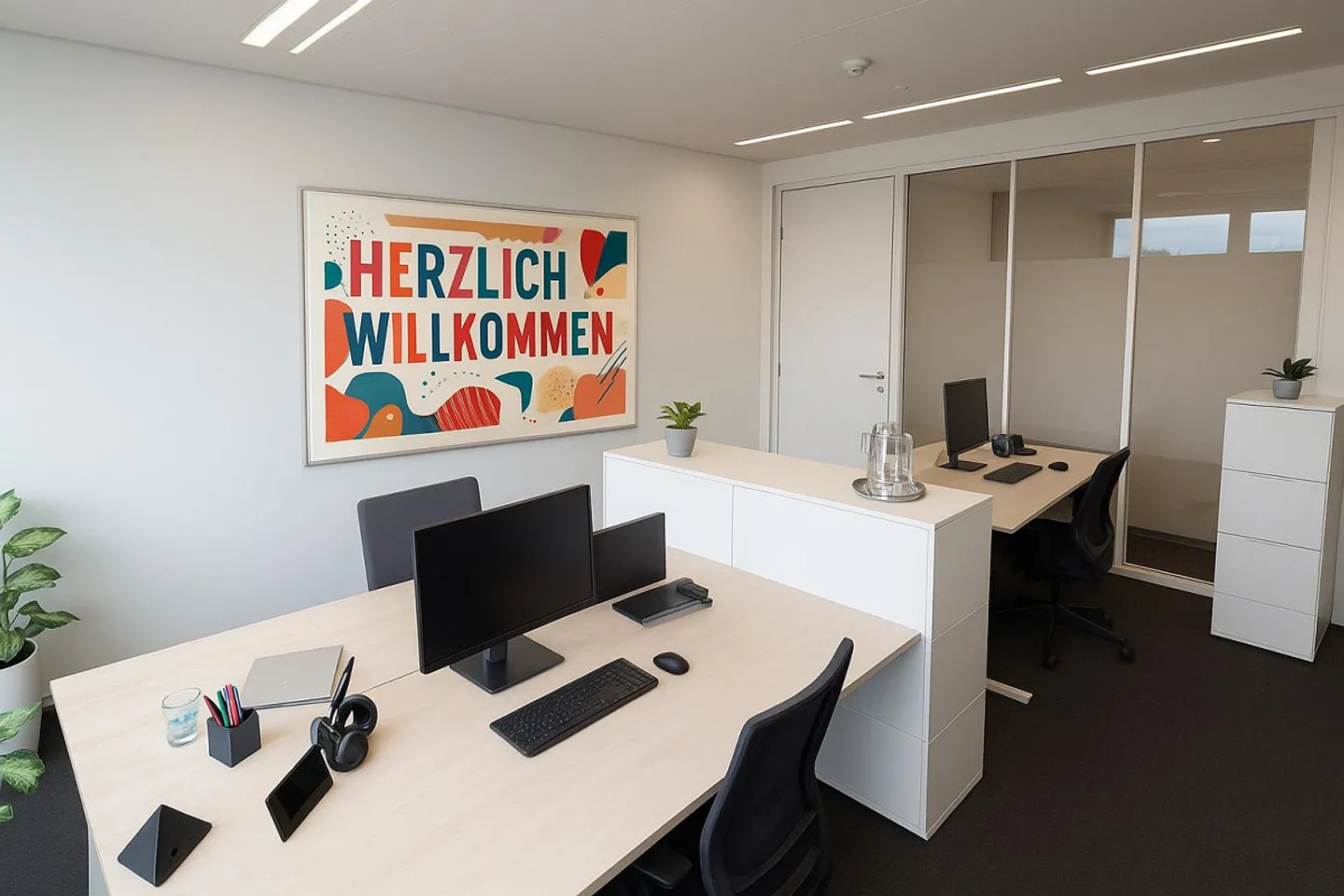 Modern ausgestattetes 3er-Teamoffice  sofort einsatzbereit - Im kuia-office sind Sie flexibel - Foto 1 von 13