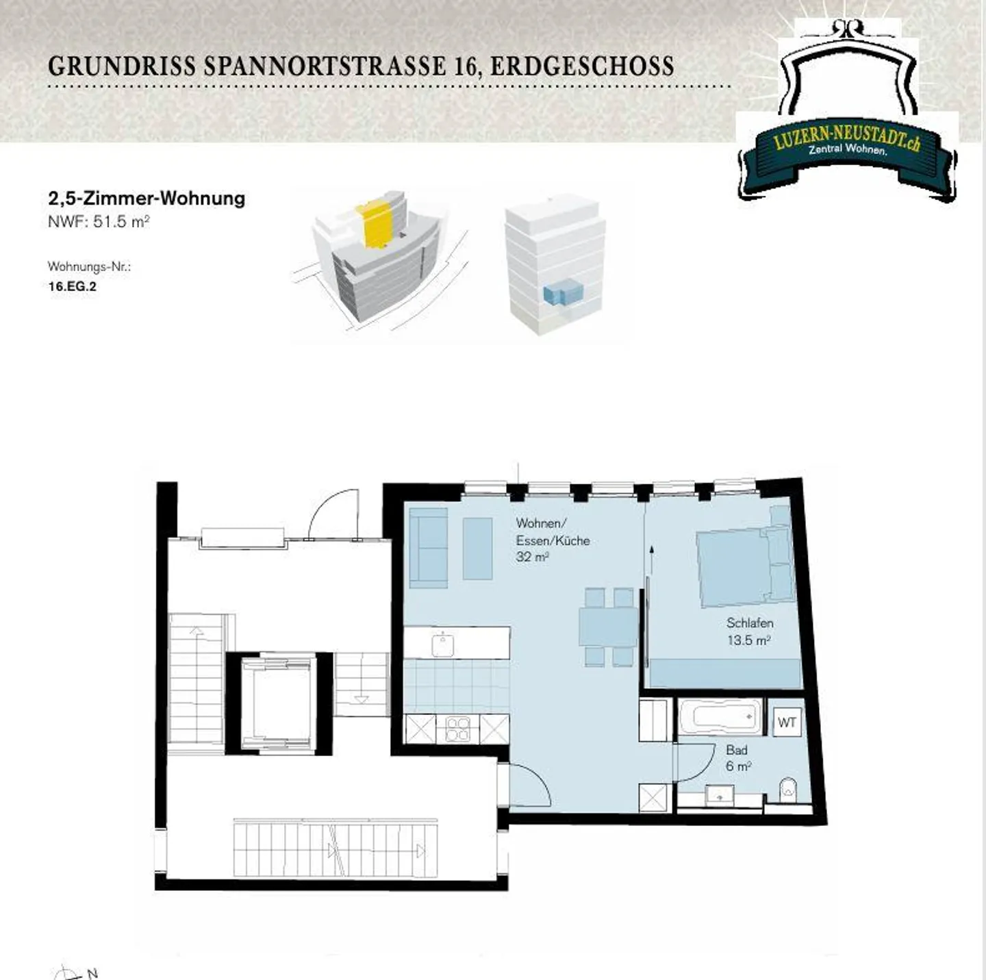 Appartamento attraente di 2,5 stanze in una posizione ambita nella Neustadt di Lucerna - Foto 5 di 5